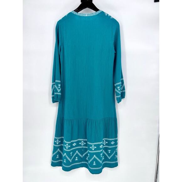 SOFT SURROUNDINGS Womens Jolie Tropical Green Embroidered Dress Size XS NWT - Picture 8 of 10